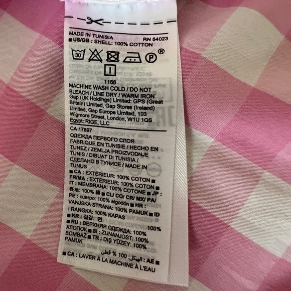 Banana Republic Pink Checked Tie Sleeve Shirt/Blouse - Picture 7 of 8